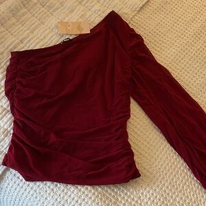 Elegant One-Shoulder Red Top